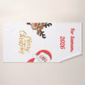 Personalized Christmas Bath Towel - Santa Design  (Serviette de bain)