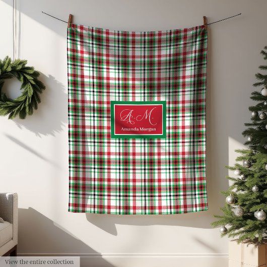 Personalized Christmas Blanket Classic Plaid Gift Fleece Deken