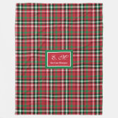 Personalized Christmas Blanket Red Green Plaid Fleece Deken (Voorkant)