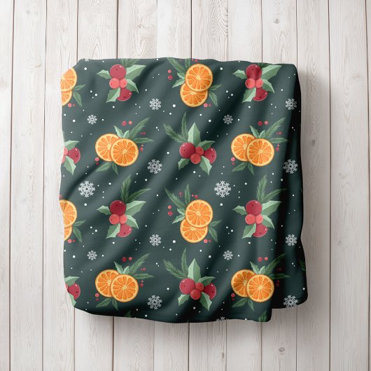 Personalized Christmas Blanket With Oranges  Fleece Deken