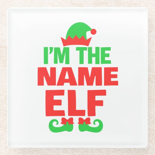 Personalized Christmas Elf Glazen Onderzetter (Voorkant)