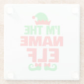 Personalized Christmas Elf Glazen Onderzetter (Achterkant)