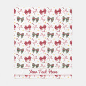 Personalized Christmas Fleece Blanket With Bows Deken (Voorkant)