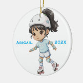 Personalized Christmas Girl Roller Skating Keramisch Ornament (Links)