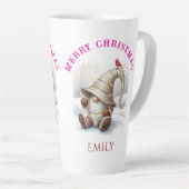 Personalized Christmas Gnome Watercolor Latte Mok (Rechterhoek)