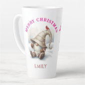 Personalized Christmas Gnome Watercolor Latte Mok (Linkerhoek)