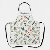 Personalized Christmas Greenery & Red Berries Schort (Voorkant)