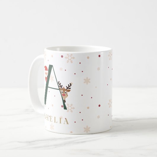 Personalized Christmas Monogram A Mug (Devant gauche)