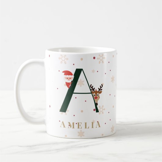 Personalized Christmas Monogram A Mug (Gauche)