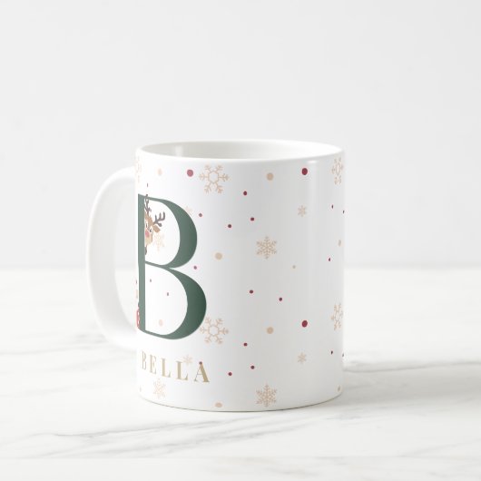 Personalized Christmas Monogram B Mug (Devant gauche)