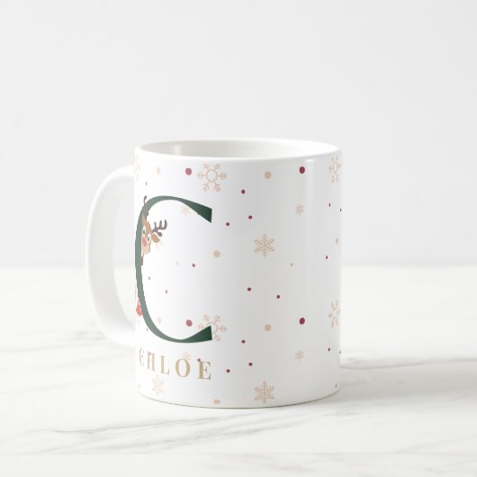 Personalized Christmas Monogram C Mug (Devant gauche)