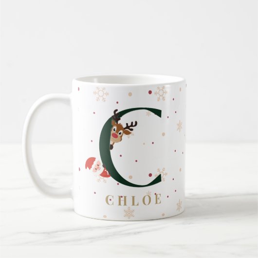 Personalized Christmas Monogram C Mug (Gauche)