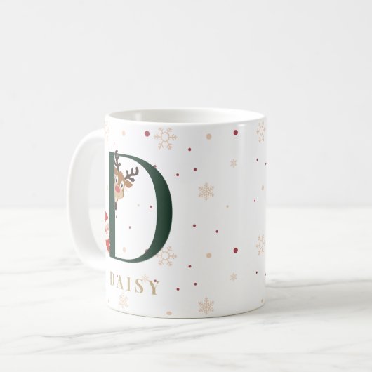 Personalized Christmas Monogram D Mug (Devant gauche)