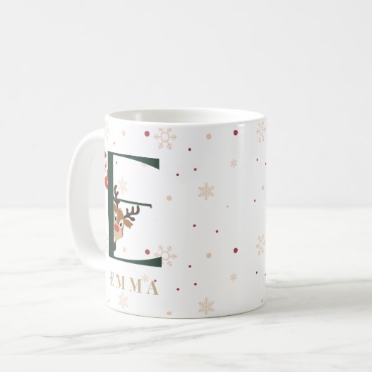 Personalized Christmas Monogram E Mug (Devant gauche)