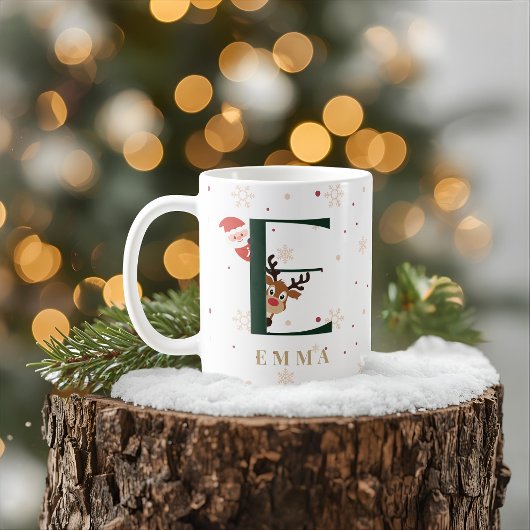 Personalized Christmas Monogram E Mug Koffiemok