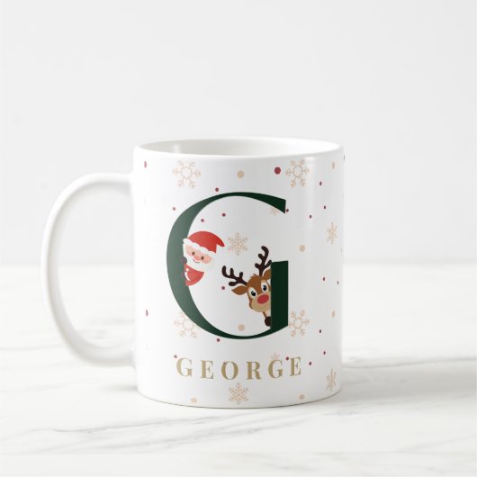 Personalized Christmas Monogram G Mug (Gauche)