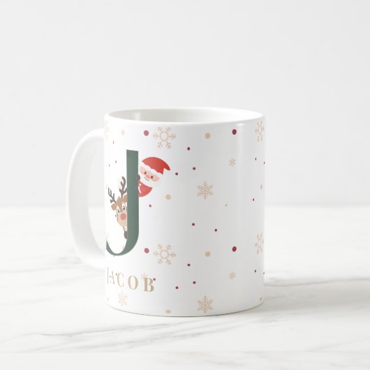 Personalized Christmas Monogram J Mug (Devant gauche)