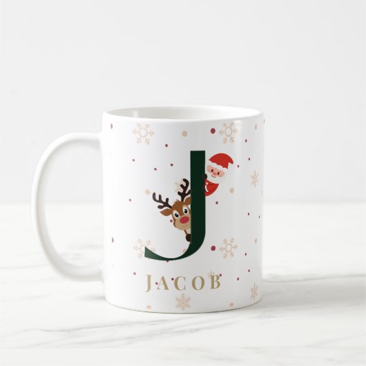 Personalized Christmas Monogram J Mug (Gauche)
