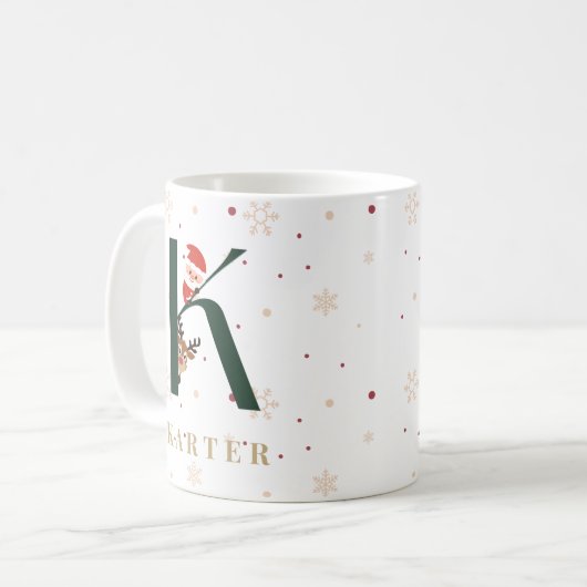 Personalized Christmas Monogram K Mug (Devant gauche)