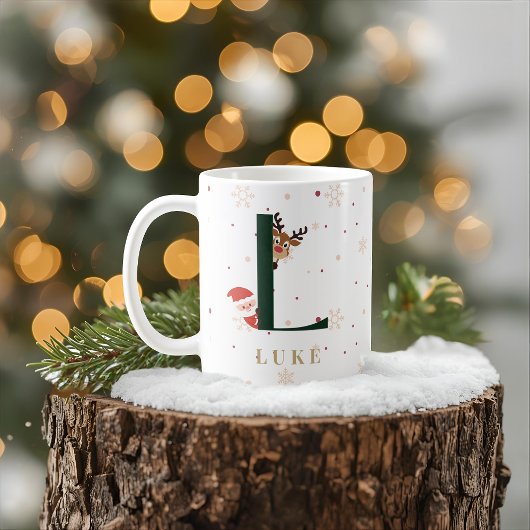 Personalized Christmas Monogram L Mug Koffiemok