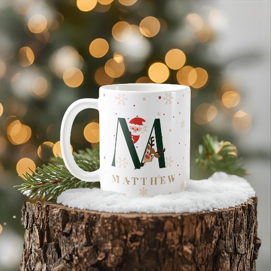 Personalized Christmas Monogram M Mug Koffiemok