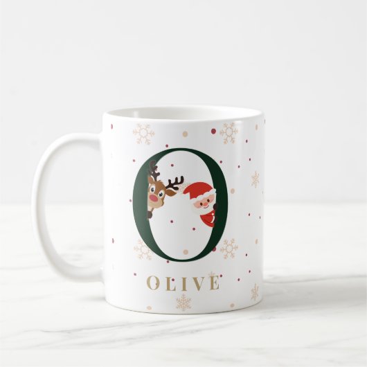 Personalized Christmas Monogram O Mug (Gauche)