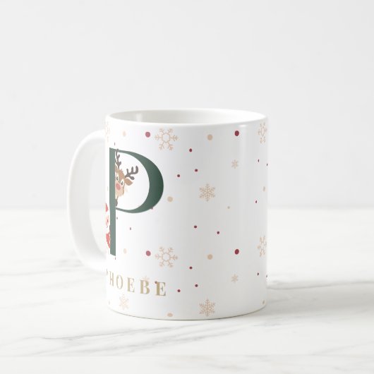 Personalized Christmas Monogram P Mug (Devant gauche)