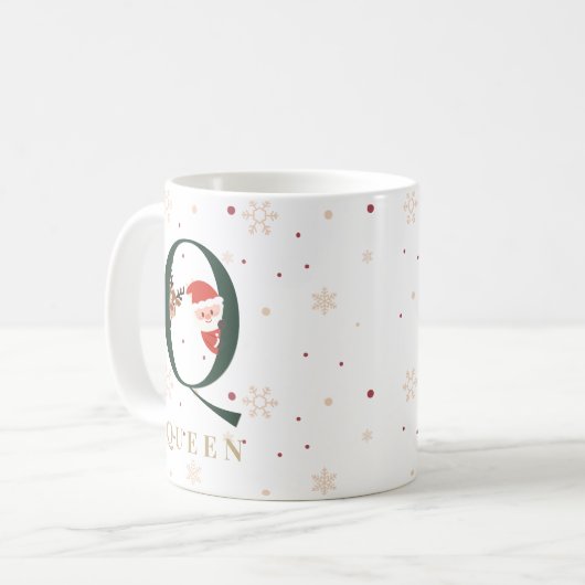 Personalized Christmas Monogram Q Mug (Devant gauche)
