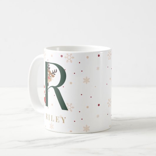 Personalized Christmas Monogram R Mug (Devant gauche)