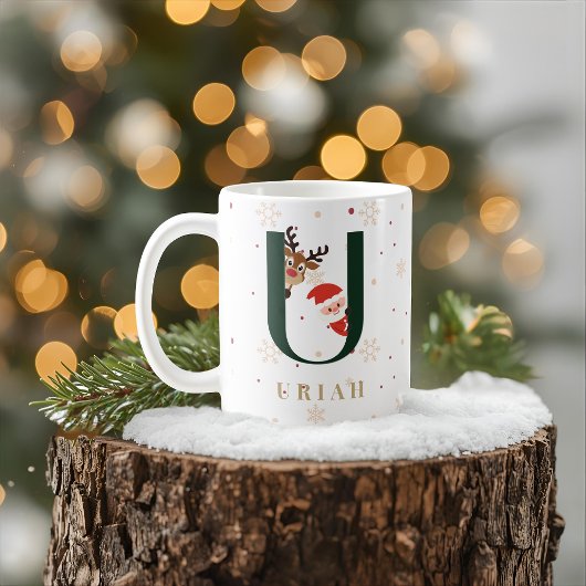 Personalized Christmas Monogram U Mug Koffiemok