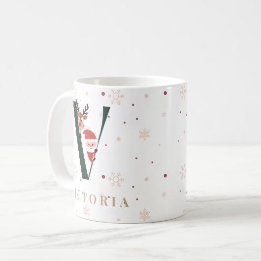 Personalized Christmas Monogram V Mug (Devant gauche)