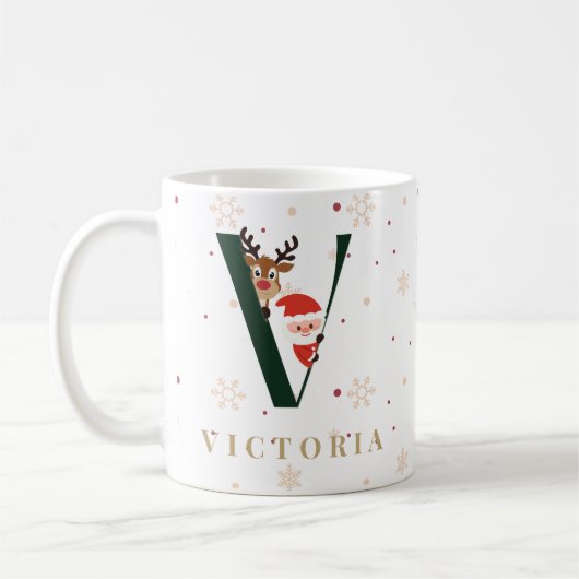 Personalized Christmas Monogram V Mug (Gauche)