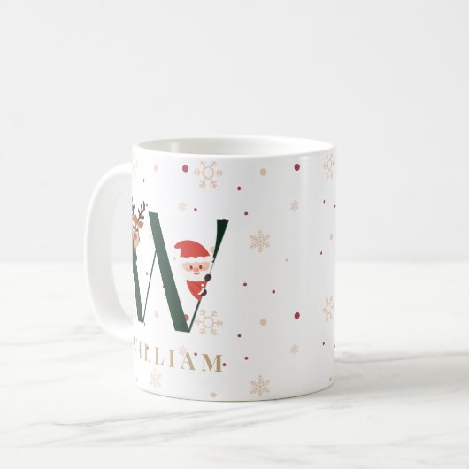 Personalized Christmas Monogram W Mug (Devant gauche)
