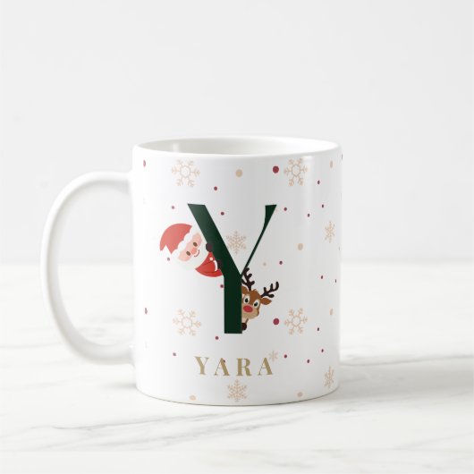 Personalized Christmas Monogram Y Mug (Gauche)