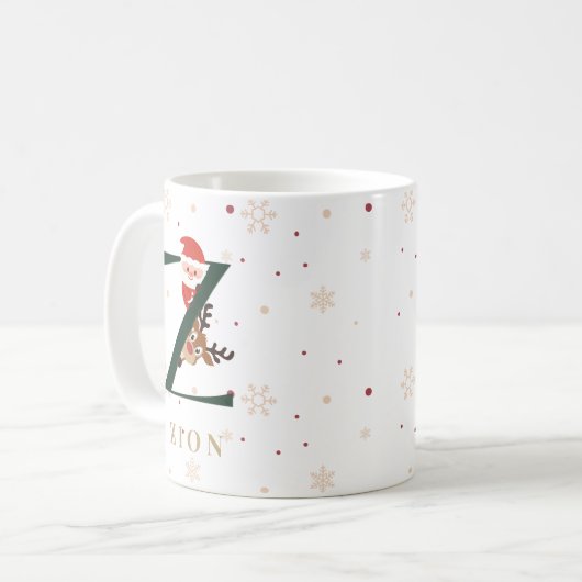 Personalized Christmas Monogram Z Mug (Devant gauche)