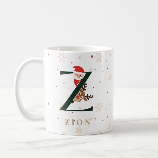 Personalized Christmas Monogram Z Mug (Gauche)