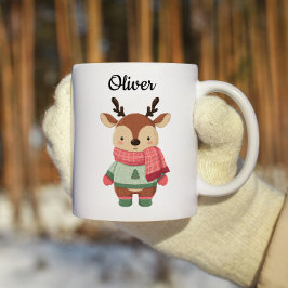 Personalized Christmas Mug With A Cute Reindeer Koffiemok