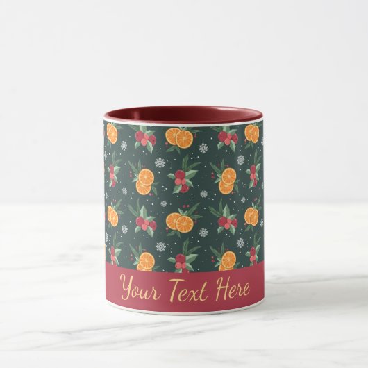 Personalized Christmas Mug with Oranges and Holly (Centre)