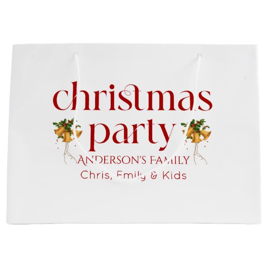 Personalized Christmas Party Red Retro Typography Groot Cadeauzakje (Voorkant)