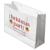 Personalized Christmas Party Red Retro Typography Groot Cadeauzakje (Voorkant Gekanteld)