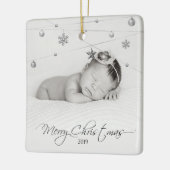 Personalized Christmas Photo and Calligraphy Keramisch Ornament (Links)