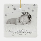 Personalized Christmas Photo and Calligraphy Keramisch Ornament (Achterkant)