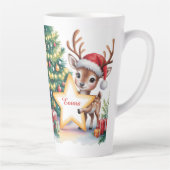 Personalized Christmas Reindeer Custom Name  Latte Mok (Rechts)