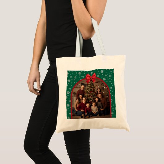 Personalized Christmas Tote Bag with Custom Photo (Devant (produit))