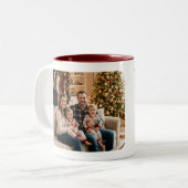 Personalized Christmas Tree Family Photo Tweekleurige Koffiemok (Voorkant links)