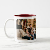 Personalized Christmas Tree Family Photo Tweekleurige Koffiemok (Links)