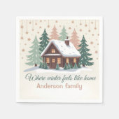 Personalized Christmas Winter Cabin Servet (Voorkant)