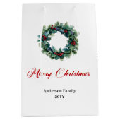 Personalized Christmas wreath bag for festive gift Medium Cadeauzakje (Voorkant)