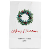 Personalized Christmas wreath bag for festive gift Medium Cadeauzakje (Achterkant)
