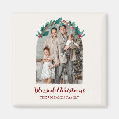 Personalized Christmas Wreath Photo & Name Magnet (Devant)